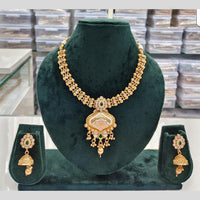 Rajwadi Collection Grand Look Pota Stone And Pearl Meenakari Necklace Set