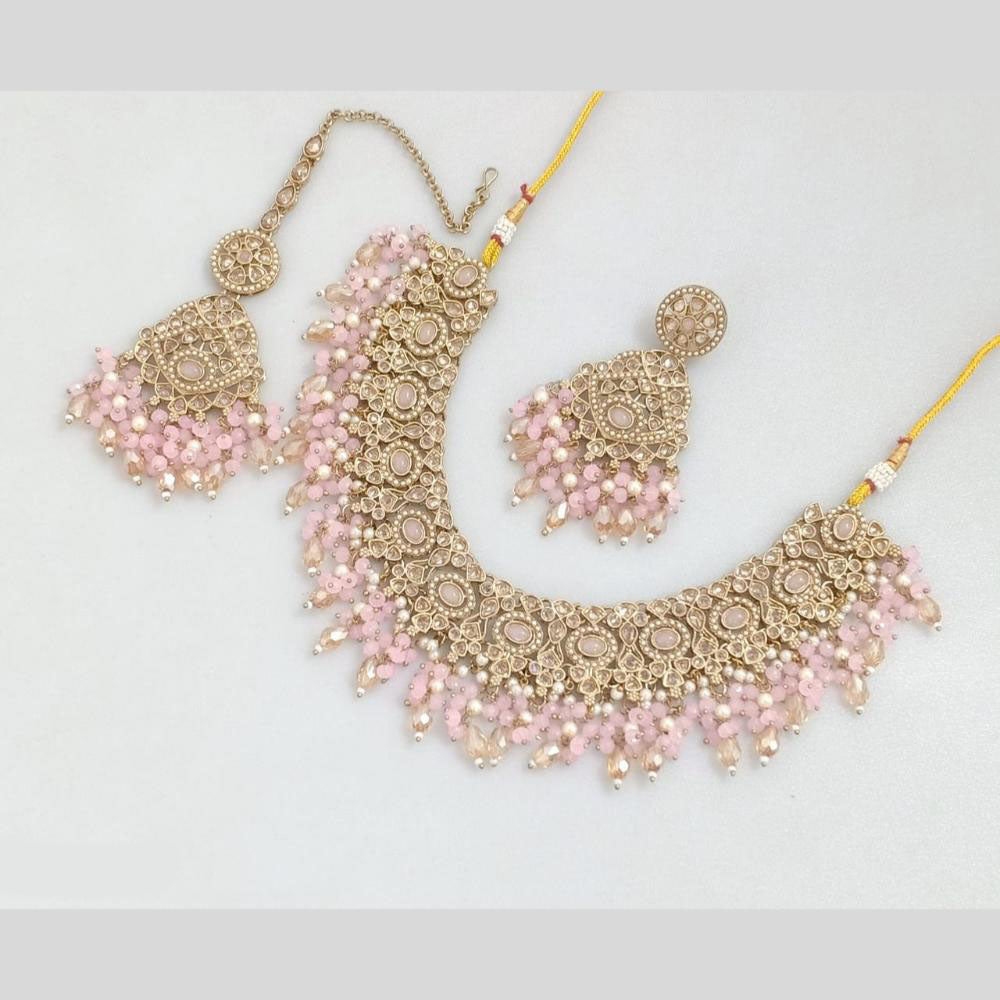 Rajwadi Collection Traditional Luxe Crystal Stone And Beads Necklace Set