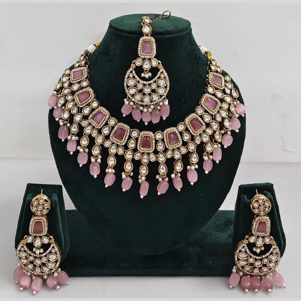 Rajwadi Collection Exclusive Kundan Pearl And Beads Ethnic Necklace Set