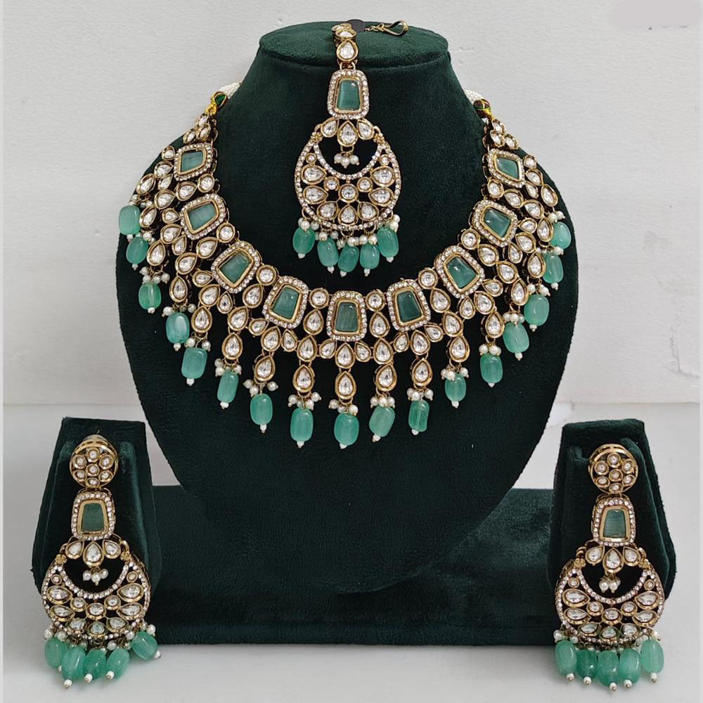 Rajwadi Collection Exclusive Kundan Pearl And Beads Ethnic Necklace Set