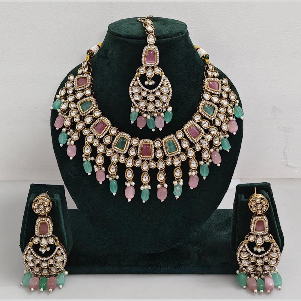 Rajwadi Collection Exclusive Kundan Pearl And Beads Ethnic Necklace Set