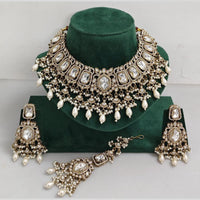 Rajwadi Collection Exclusive Kundan Pearl And Beads Ethnic Choker Necklace Set