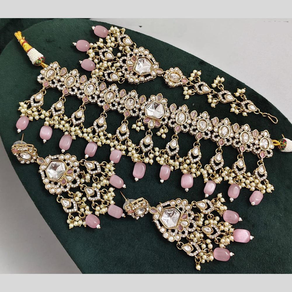 Rajwadi Collection Exclusive Kundan Pearl And Beads Ethnic Choker Necklace Set