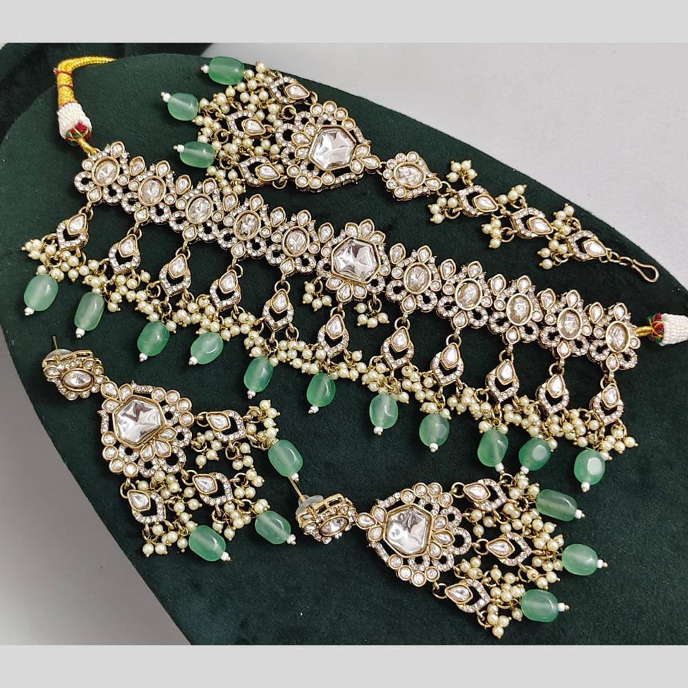 Rajwadi Collection Exclusive Kundan Pearl And Beads Ethnic Choker Necklace Set