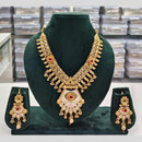 Rajwadi Collection Grand Look Pota Stone And Pearl Meenakari Necklace Set