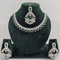 Rajwadi Collection Glamorous Crystal And Beads Necklace Set