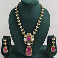 Rajwadi Collection Regal Polki Kundan Adorned With Druzy Crystal Stone Necklace Set