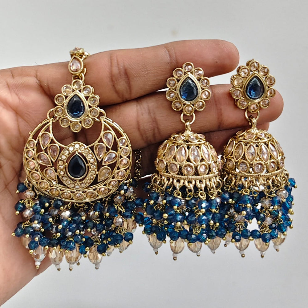 Rajwadi Collection Ethnic Crystal Stone And Pearls Jhumki Earrings