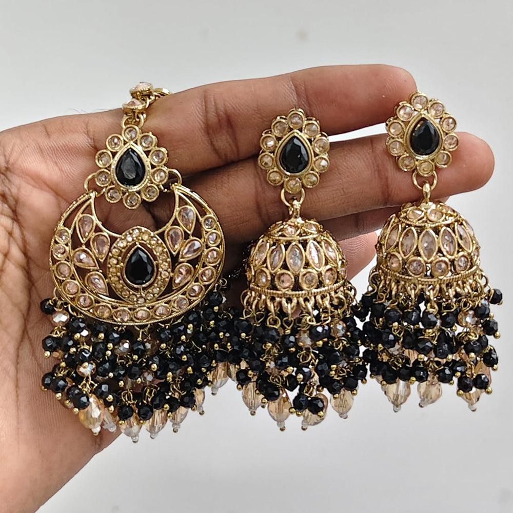 Rajwadi Collection Ethnic Crystal Stone And Pearls Jhumki Earrings