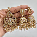 Rajwadi Collection Ethnic Crystal Stone And Pearls Jhumki Earrings