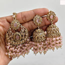 Rajwadi Collection Ethnic Crystal Stone And Pearls Jhumki Earrings