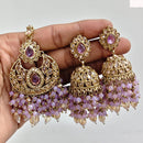 Rajwadi Collection Ethnic Crystal Stone And Pearls Jhumki Earrings