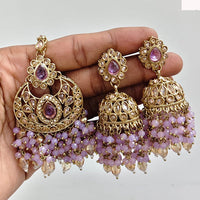 Rajwadi Collection Ethnic Crystal Stone And Pearls Jhumki Earrings