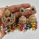 Rajwadi Collection Ethnic Crystal Stone And Pearls Jhumki Earrings