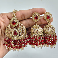Rajwadi Collection Ethnic Crystal Stone And Pearls Jhumki Earrings