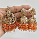 Rajwadi Collection Ethnic Crystal Stone And Pearls Jhumki Earrings