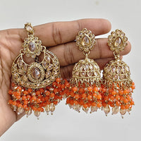 Rajwadi Collection Ethnic Crystal Stone And Pearls Jhumki Earrings
