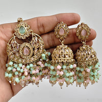 Rajwadi Collection Ethnic Crystal Stone And Pearls Jhumki Earrings