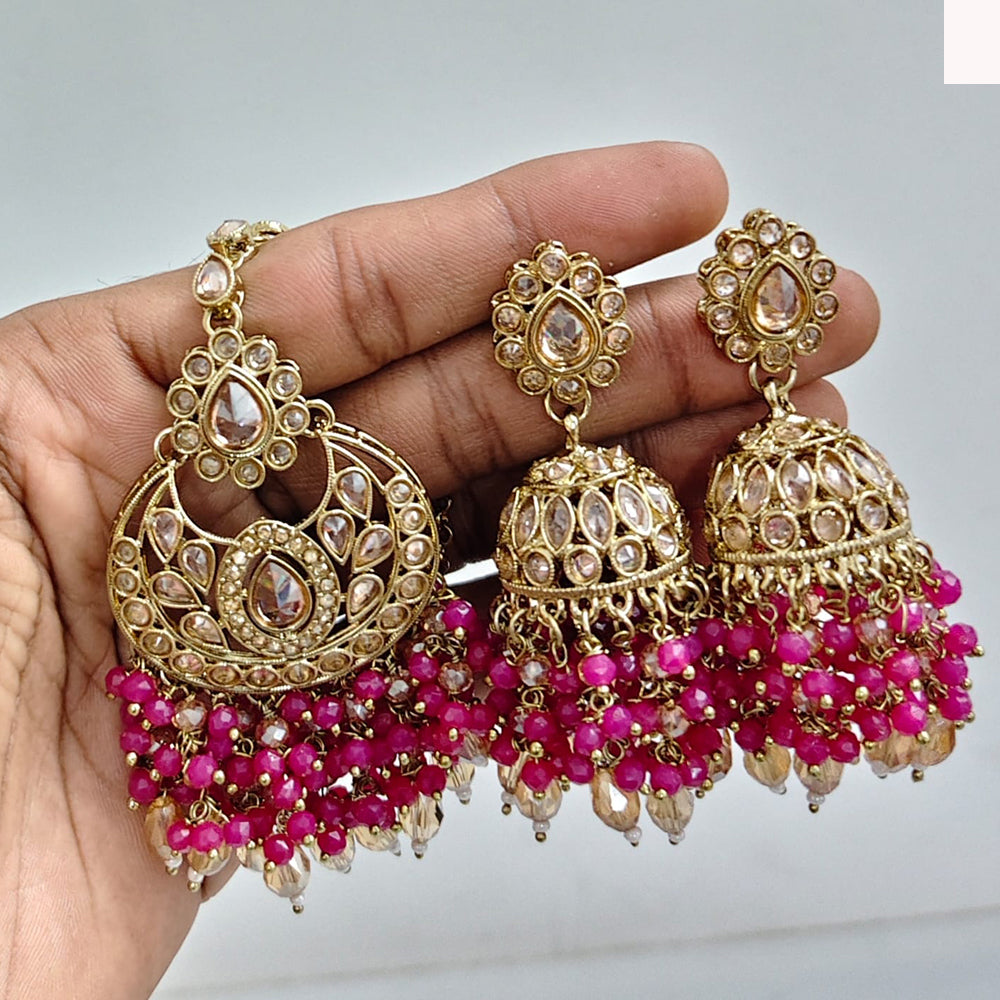 Rajwadi Collection Ethnic Crystal Stone And Pearls Jhumki Earrings