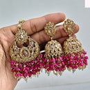 Rajwadi Collection Ethnic Crystal Stone And Pearls Jhumki Earrings