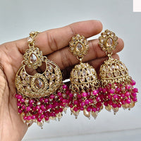 Rajwadi Collection Ethnic Crystal Stone And Pearls Jhumki Earrings