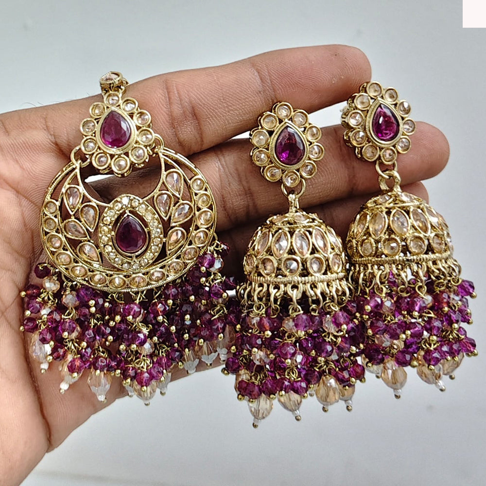 Rajwadi Collection Ethnic Crystal Stone And Pearls Jhumki Earrings