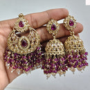 Rajwadi Collection Ethnic Crystal Stone And Pearls Jhumki Earrings