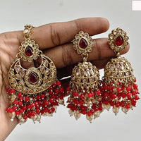 Rajwadi Collection Ethnic Crystal Stone And Pearls Jhumki Earrings