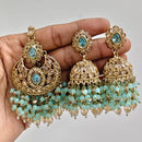 Rajwadi Collection Ethnic Crystal Stone And Pearls Jhumki Earrings