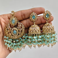 Rajwadi Collection Ethnic Crystal Stone And Pearls Jhumki Earrings