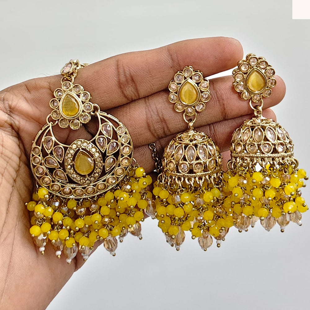 Rajwadi Collection Ethnic Crystal Stone And Pearls Jhumki Earrings