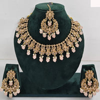 Rajwadi Collection sparkling Crystal Stone And Pearl Necklace Set