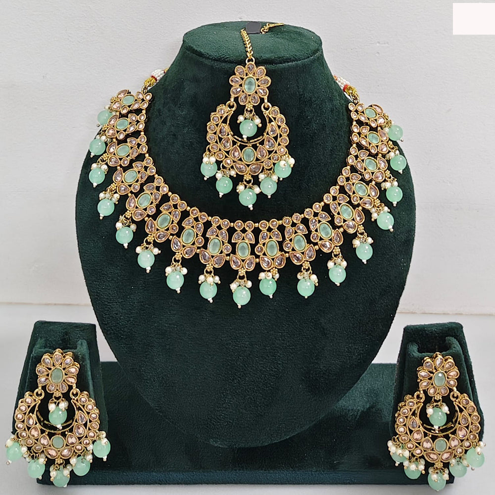 Rajwadi Collection sparkling Crystal Stone And Pearl Necklace Set