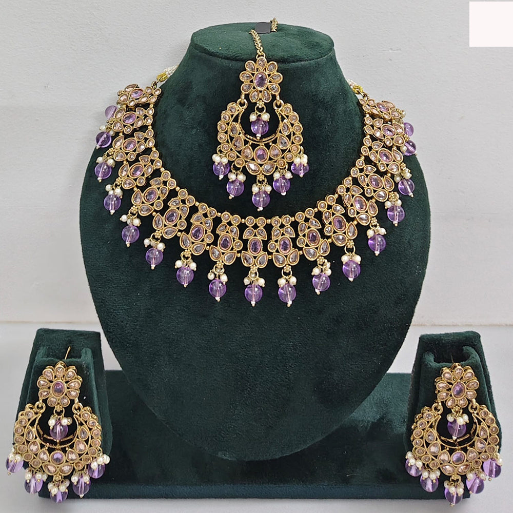 Rajwadi Collection sparkling Crystal Stone And Pearl Necklace Set