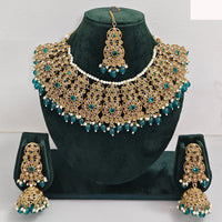 Rajwadi Collection sparkling Crystal Stone And Pearl Necklace Set