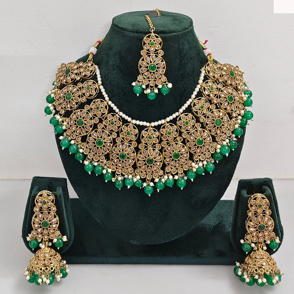 Rajwadi Collection sparkling Crystal Stone And Pearl Necklace Set