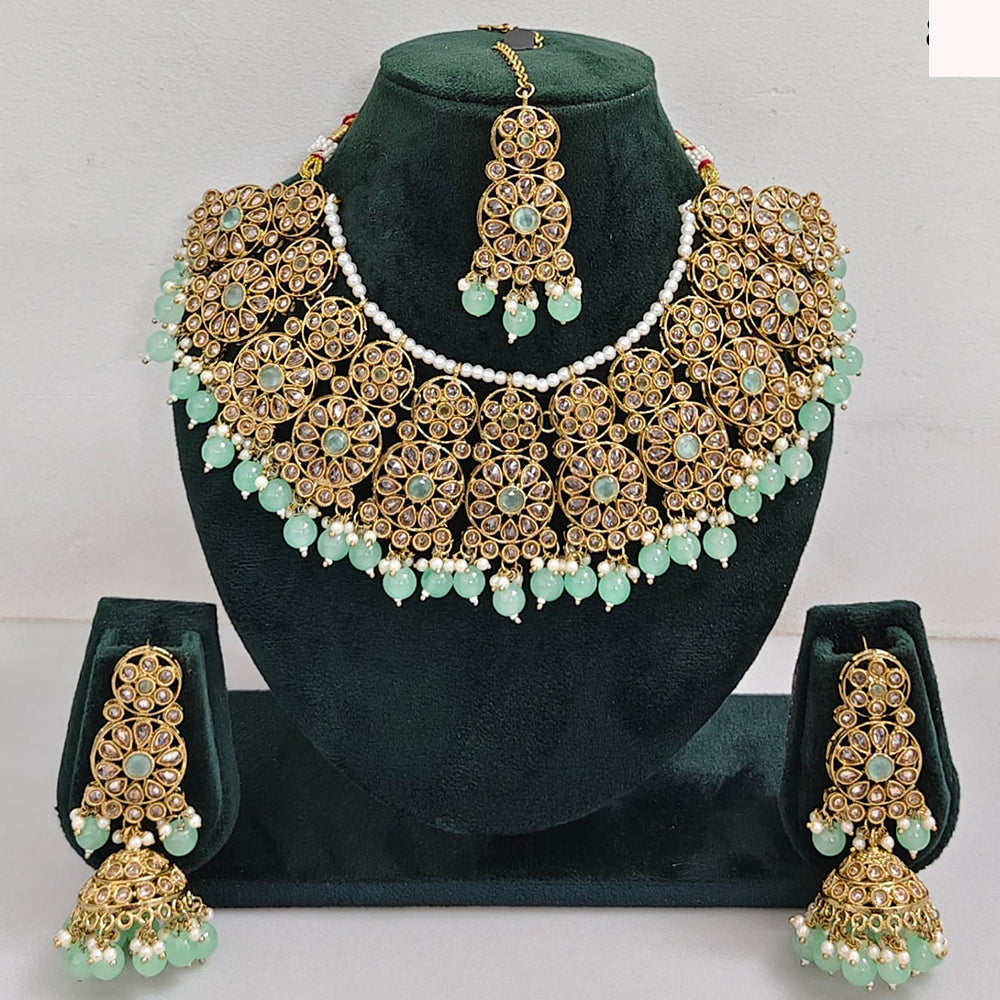 Rajwadi Collection sparkling Crystal Stone And Pearl Necklace Set