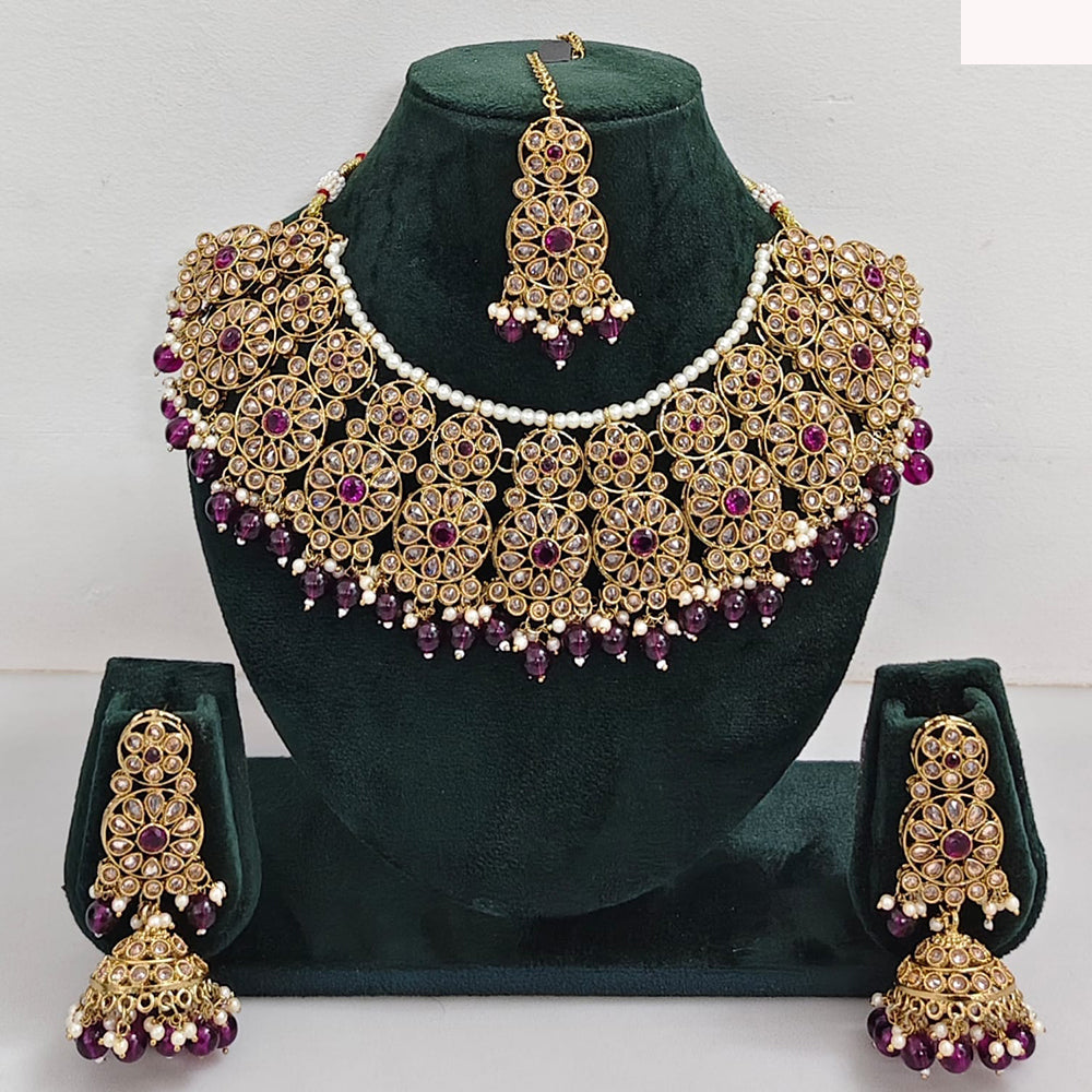 Rajwadi Collection sparkling Crystal Stone And Pearl Necklace Set