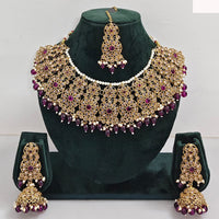 Rajwadi Collection sparkling Crystal Stone And Pearl Necklace Set