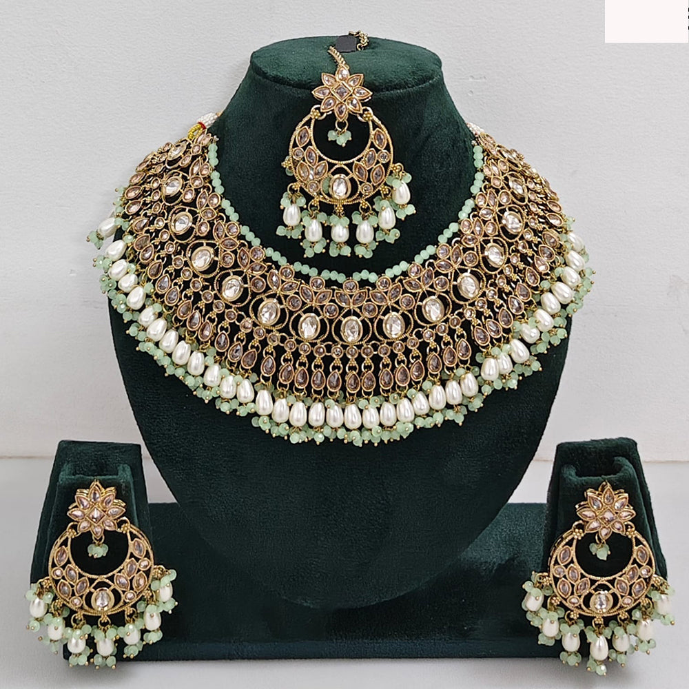 Rajwadi Collection sparkling Crystal Stone And Pearl Necklace Set