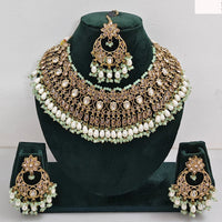 Rajwadi Collection sparkling Crystal Stone And Pearl Necklace Set