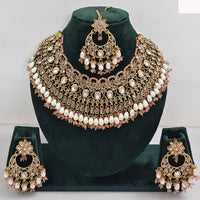 Rajwadi Collection sparkling Crystal Stone And Pearl Necklace Set
