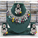 Rajwadi Collection Spark Elegance Crystal Stone And Pearl Necklace Set