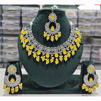 Rajwadi Collection Spark Elegance Crystal Stone And Pearl Necklace Set