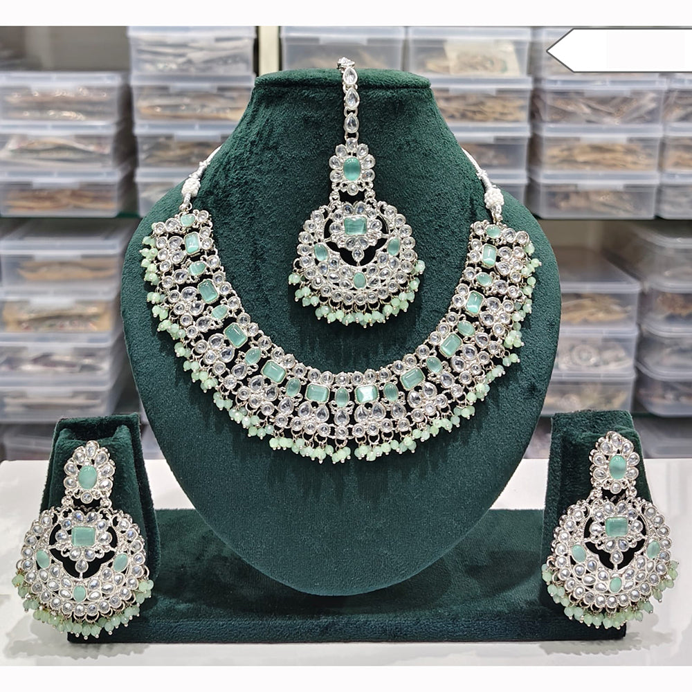 Rajwadi Collection Spark Elegance Crystal Stone And Pearl Necklace Set