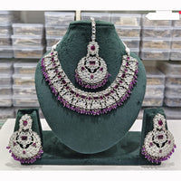 Rajwadi Collection Spark Elegance Crystal Stone And Pearl Necklace Set