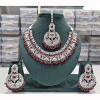 Rajwadi Collection Spark Elegance Crystal Stone And Pearl Necklace Set