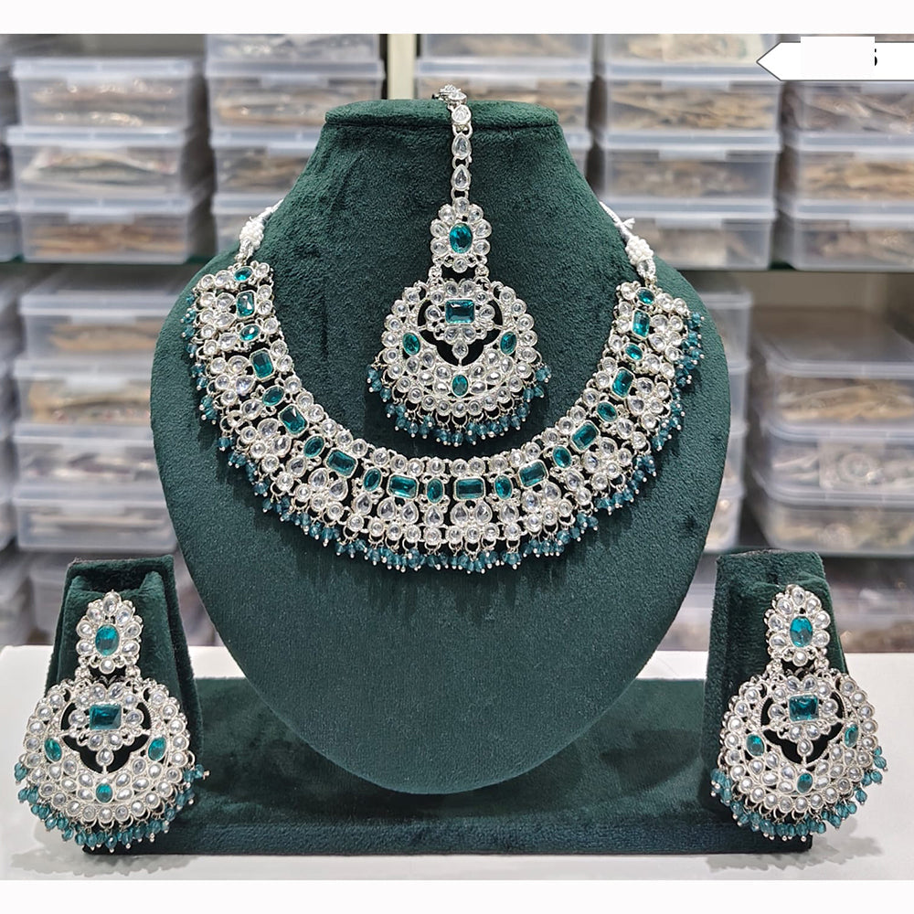 Rajwadi Collection Spark Elegance Crystal Stone And Pearl Necklace Set