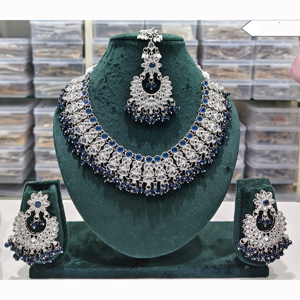 Rajwadi Collection Spark Elegance Crystal Stone And Pearl Necklace Set
