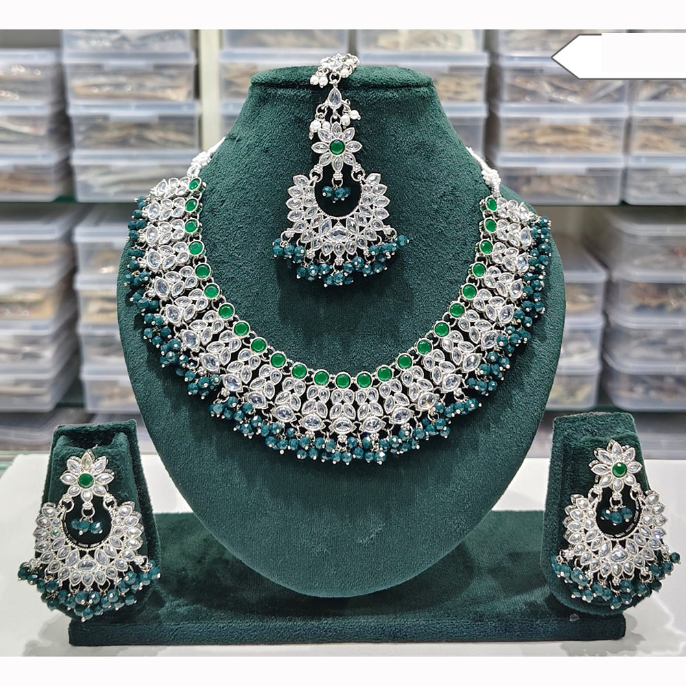 Rajwadi Collection Spark Elegance Crystal Stone And Pearl Necklace Set
